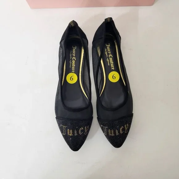 Juicy Couture Black Penny Logo Spell Out Flats NIB - Picture 3 of 8